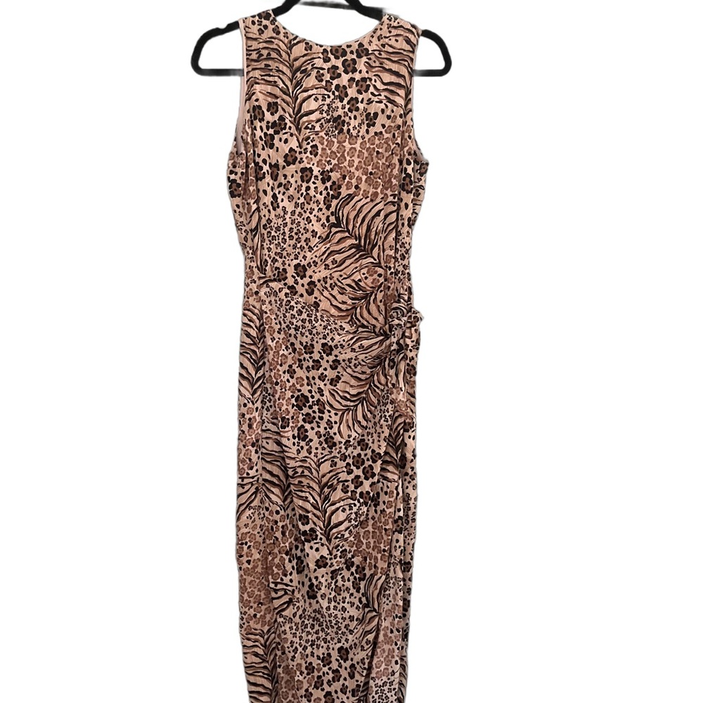 Sleeveless Animal Print Maxi Dress in Taupe
